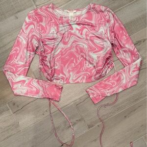 Full Tilt Pink and White Swirl Top